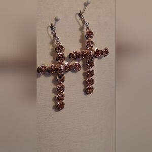​Betsey Johnson "Duchess of Betseyville" Rose Gold Skull & Cross Earrings